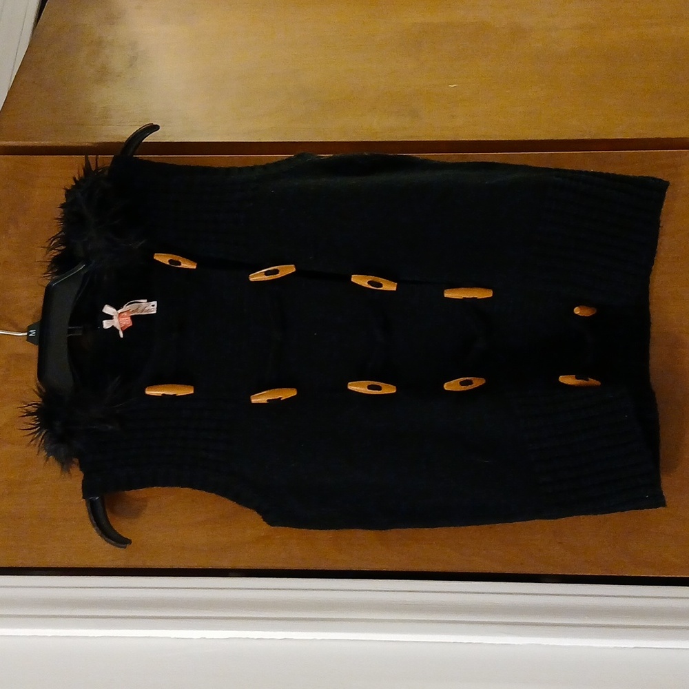 Vintage Y2K Whimsigoth Faux Fur Hooded Sweater Vest M